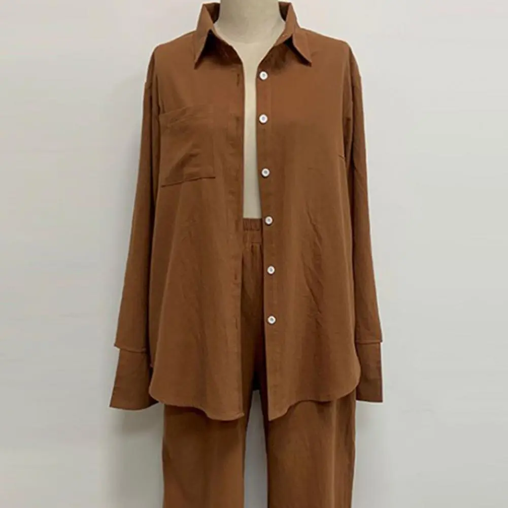 2023 Cotton Linen Blouse Shirt Pants Set Vintage Spring Autumn Long Sleeve High Waist Straight Wide Leg Pants Casual Suits