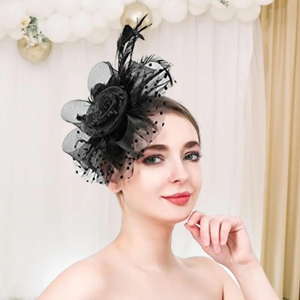 Faux Pearl Mesh Feather Fascinator Hat Flower Fascinator Hat Cocktail Prom Party Fascinator Hat Wedding Bridal Headgear Decor