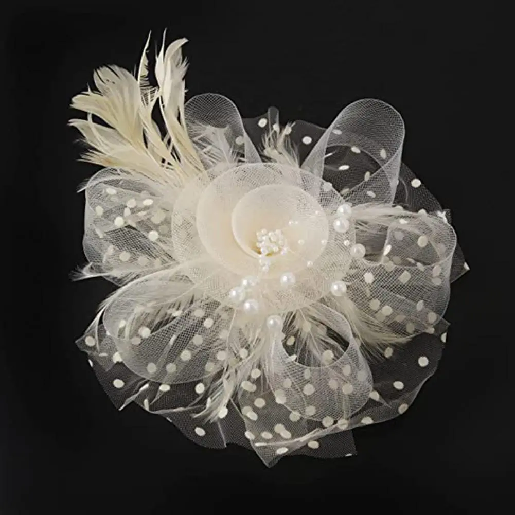 Faux Pearl Mesh Feather Fascinator Hat Flower Fascinator Hat Cocktail Prom Party Fascinator Hat Wedding Bridal Headgear Decor