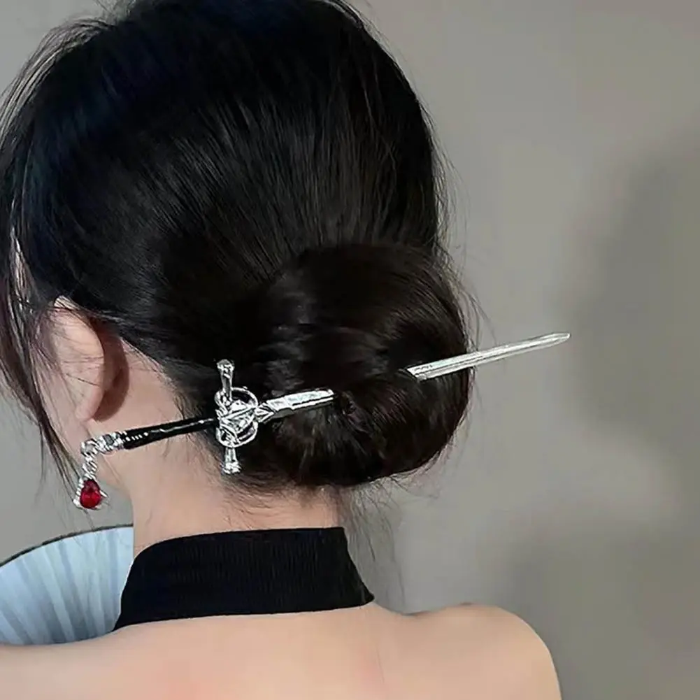 Punk Metal Swords Hairpin Chinese Firm Holding Hair Fork Vintage Jewelry Anti Fall Hair Stick Hairpin Hair Stick Hair Clip