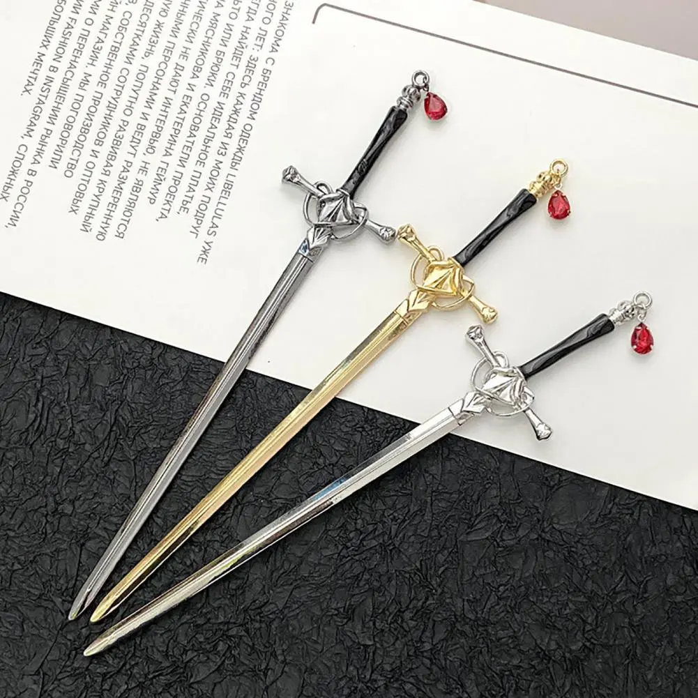 Punk Metal Swords Hairpin Chinese Firm Holding Hair Fork Vintage Jewelry Anti Fall Hair Stick Hairpin Hair Stick Hair Clip