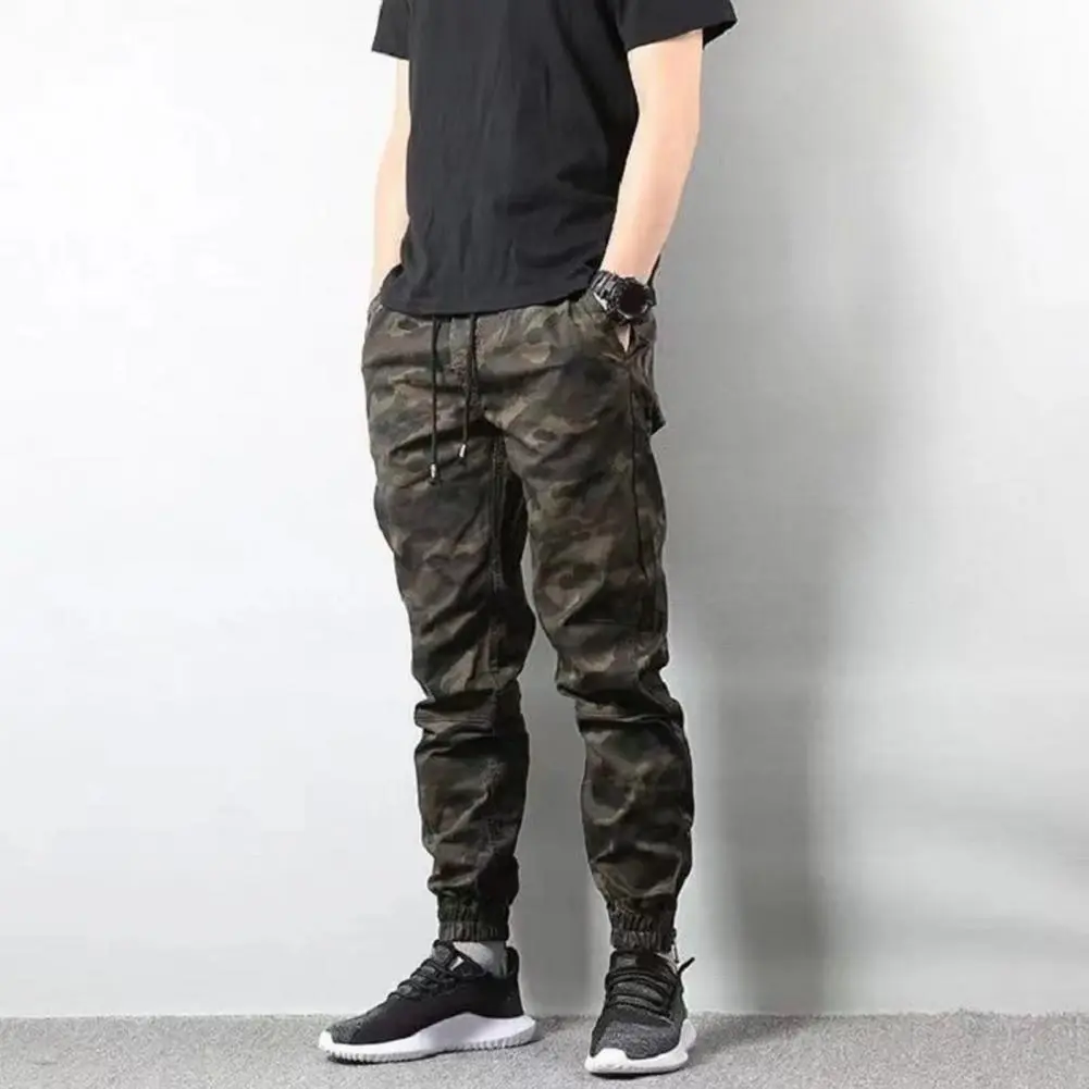 Men Sweatpants Joggers Cargo Pants Camouflage Ankle Tied Elastic Waist Drawstring Spring Autumn Harem Pants Trousers