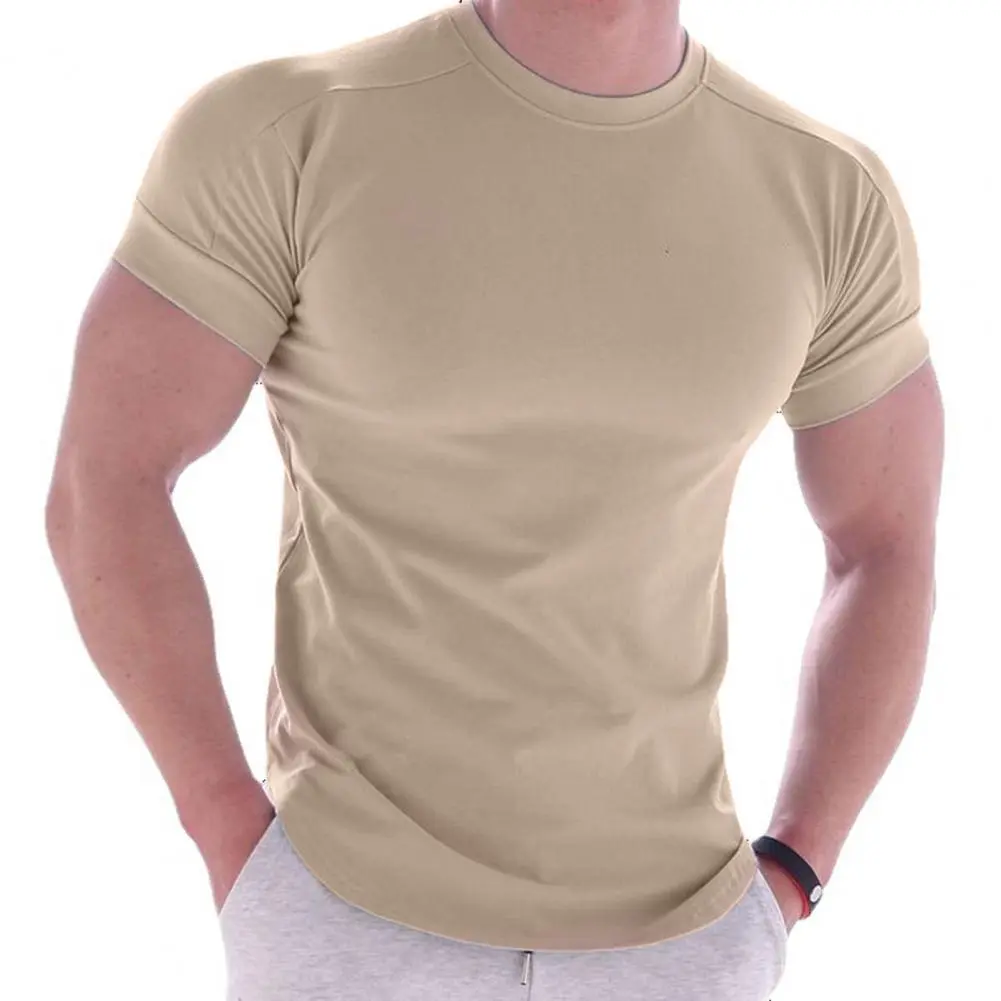 Skin-touch Milk Silk Men T-shirt O Neck Solid Color Short Sleeves Summer T Shirt for Men 2022 Sweat Absorption Casual Men Tops