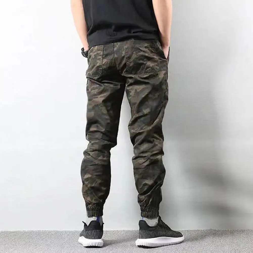 Men Sweatpants Joggers Cargo Pants Camouflage Ankle Tied Elastic Waist Drawstring Spring Autumn Harem Pants Trousers