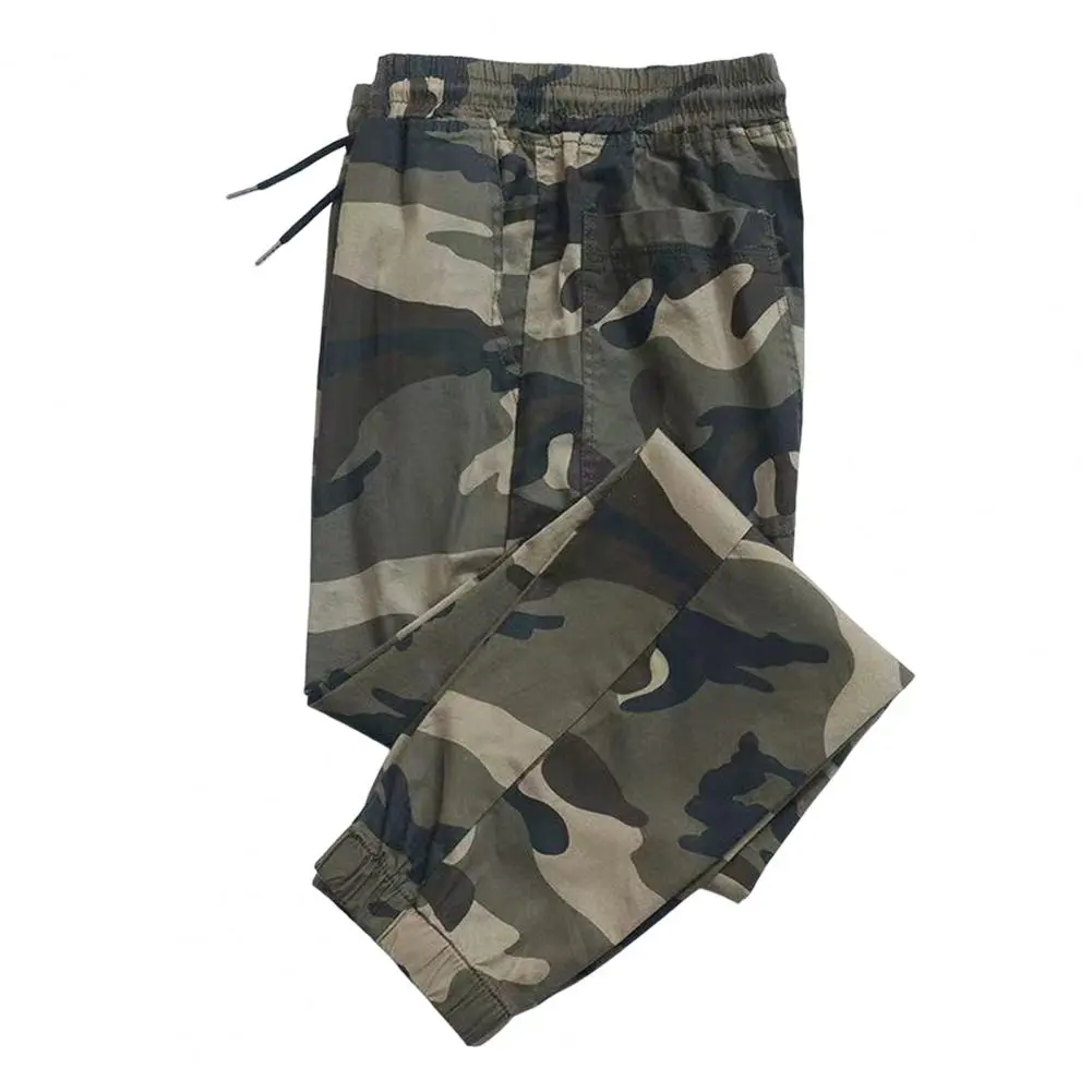 Men Sweatpants Joggers Cargo Pants Camouflage Ankle Tied Elastic Waist Drawstring Spring Autumn Harem Pants Trousers