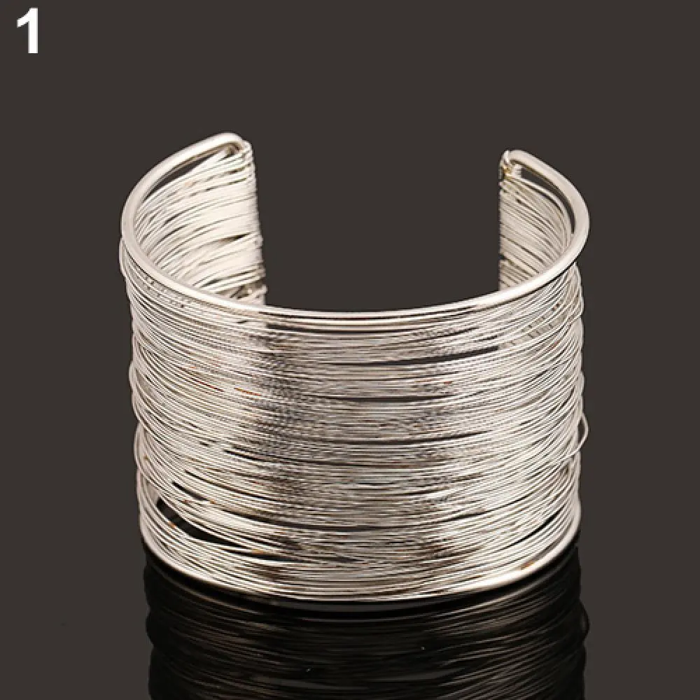 2022 Fashion Women Bracelet Metal Wires Strings Open Bangle Wide Cuff Bracelet Hand Chain Ring Bangles pulseras браслеты на руку
