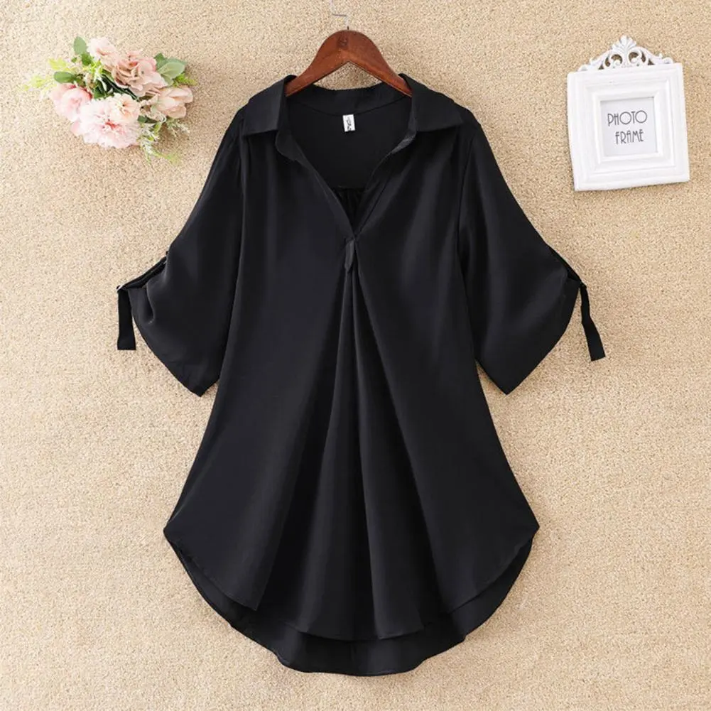 Women Summer Tunic 2023 Fashion Casual Women's Blouses Solid Color Cool Casual Ladies V Neck Loose Blouse Summer Chiffon Tops