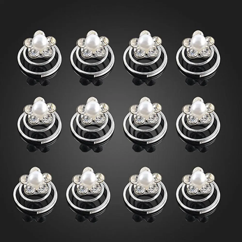 Wedding Bridal Hair Pins Rhinestone Twists Coil Flower Swirl Spiral Hairpins wedding hair clip for woman Crystal Bride Headwear