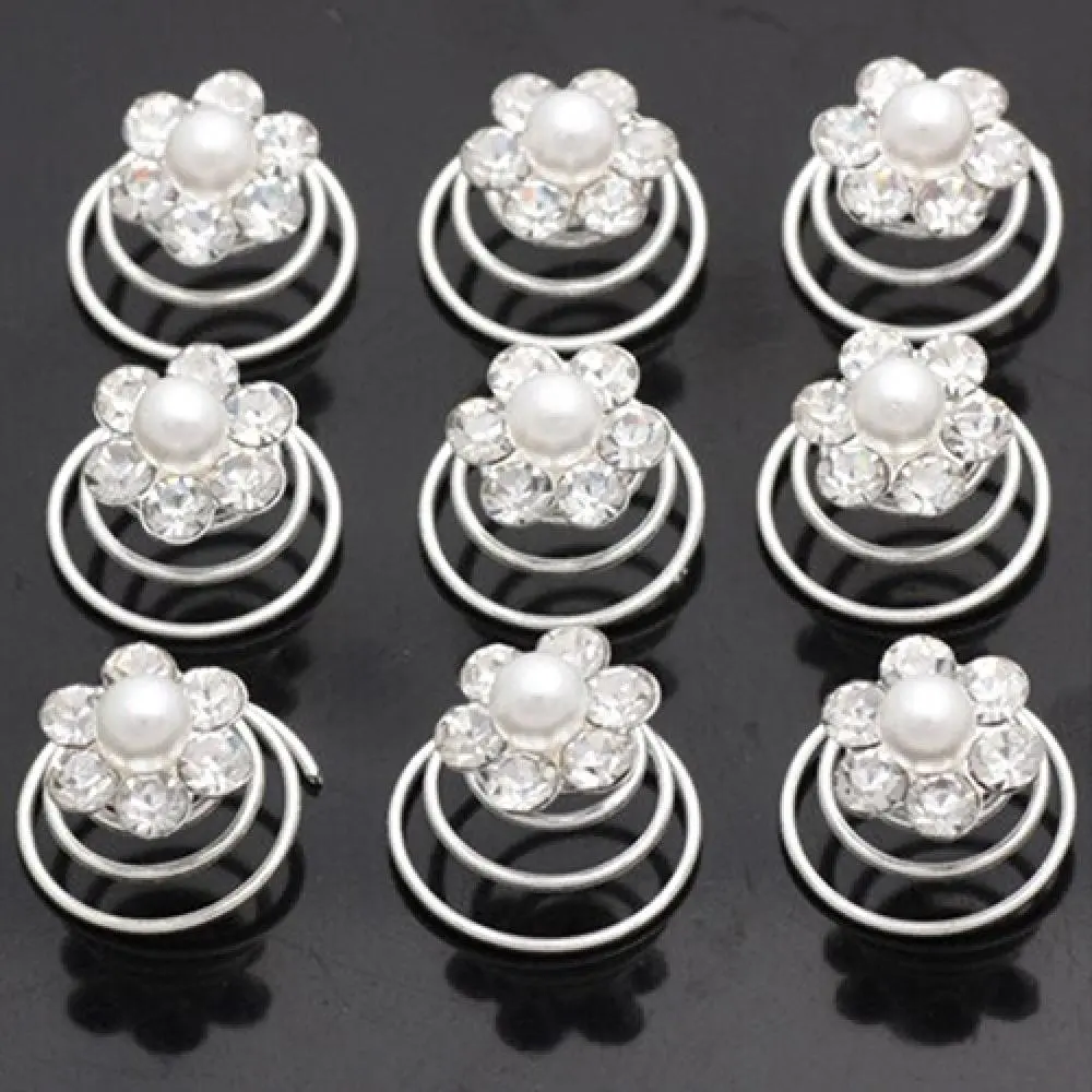Wedding Bridal Hair Pins Rhinestone Twists Coil Flower Swirl Spiral Hairpins wedding hair clip for woman Crystal Bride Headwear