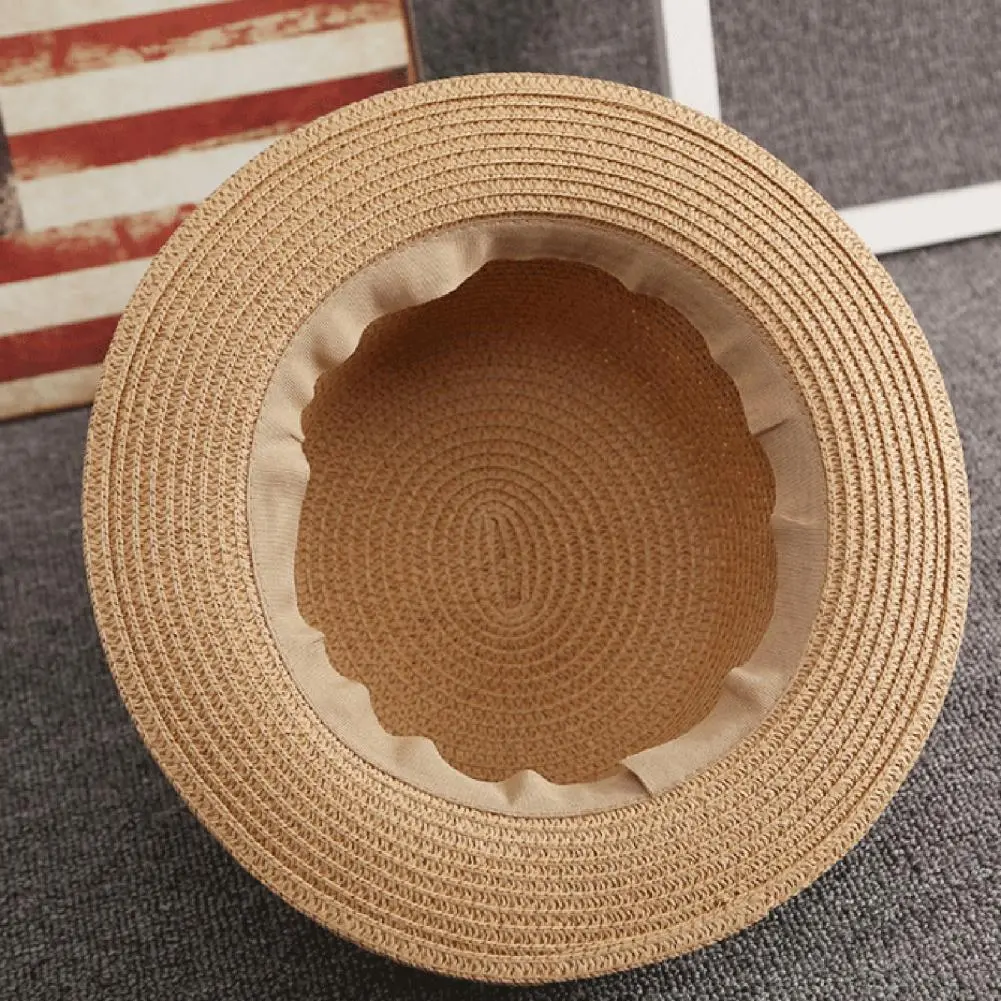 2023 Bowknot Straw Cap Girls Sun Hat Summer Beach Hat Female Casual Panama Hat Brand Women Flat Brim Fisherman Hat Bucket Hat