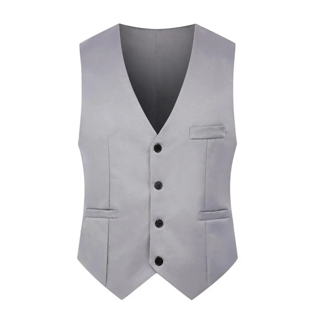 Men Suit Vest Single breasted Button Closure Waistcoat Slim Fit Male Sleeveless Suit Vest Casual Business Suits Waistcoat