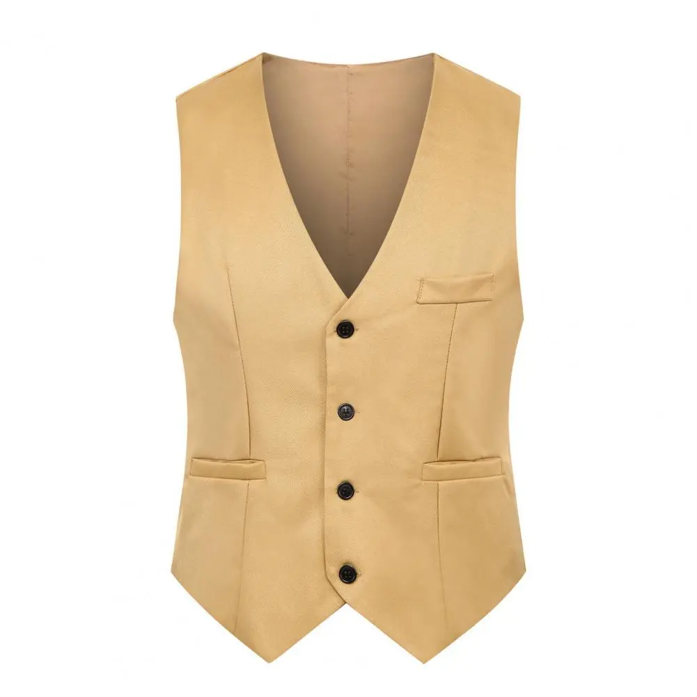 Men Suit Vest Single breasted Button Closure Waistcoat Slim Fit Male Sleeveless Suit Vest Casual Business Suits Waistcoat