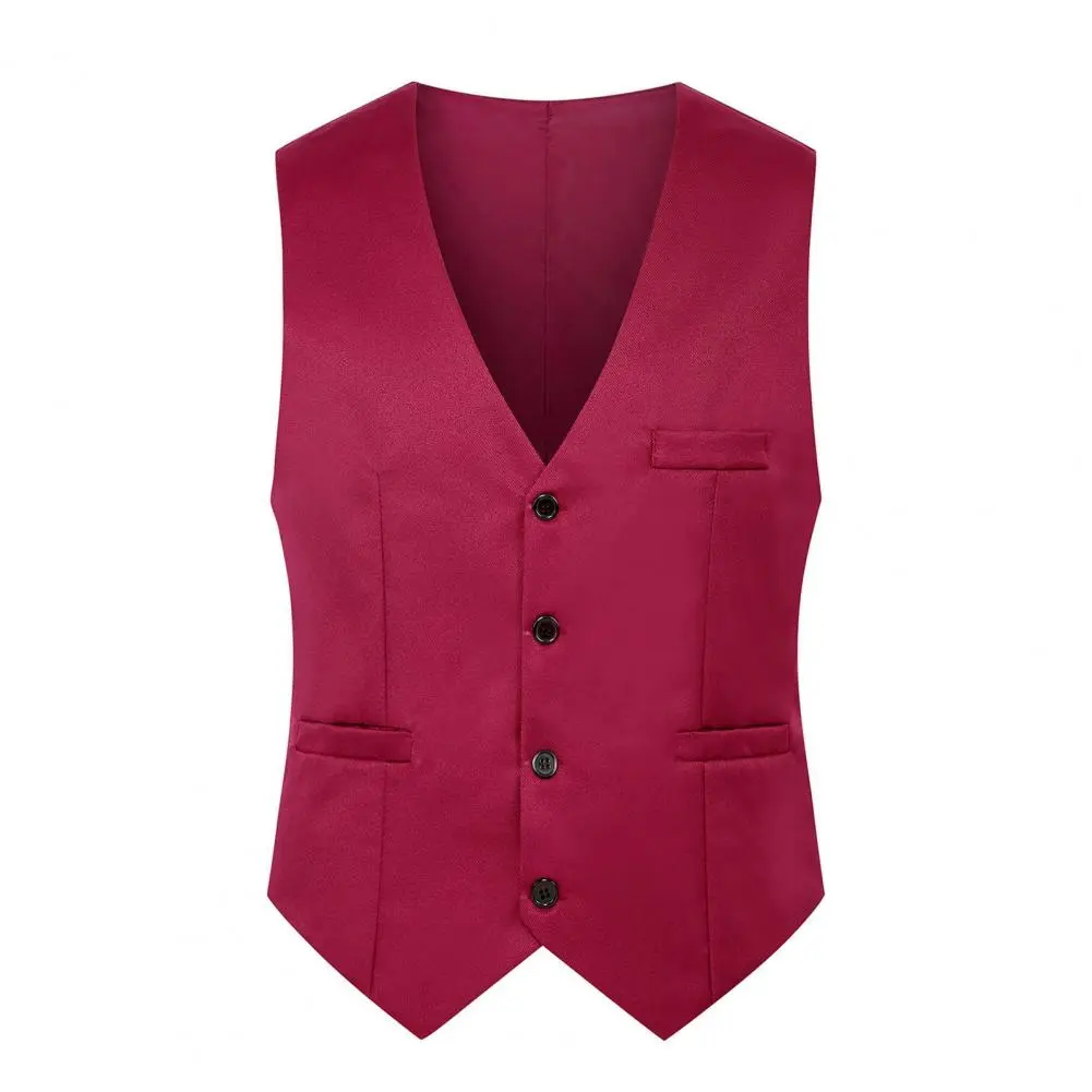 Men Suit Vest Single breasted Button Closure Waistcoat Slim Fit Male Sleeveless Suit Vest Casual Business Suits Waistcoat