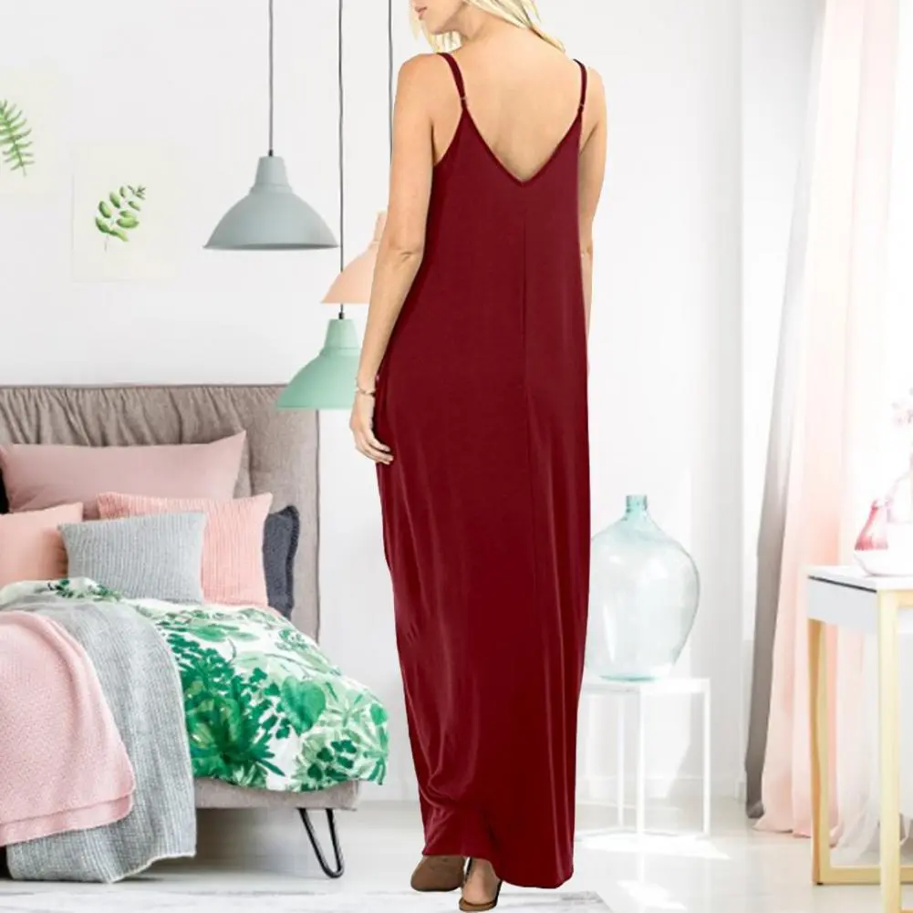 Women Dress Summer 2023 Casual Sleeveless Retro Solid Beach Long Dress Round Neck Sling Fashion Beach Dress Sexy Maxi Dress