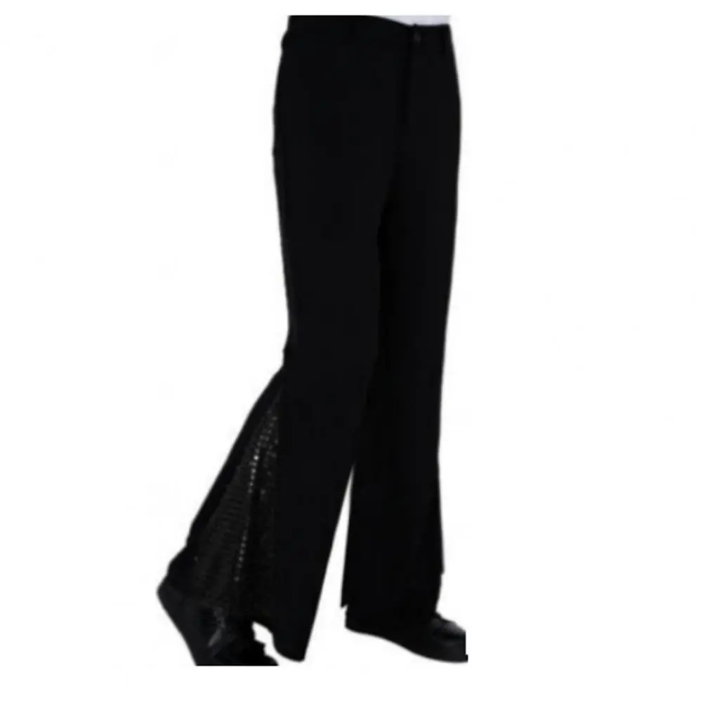 Vintage Men Bell-bottom Pants 60s 70s Shiny Sequin Flared Hem Trousers Party Cosplay Music Festival Retro Disco Fancy Trousers