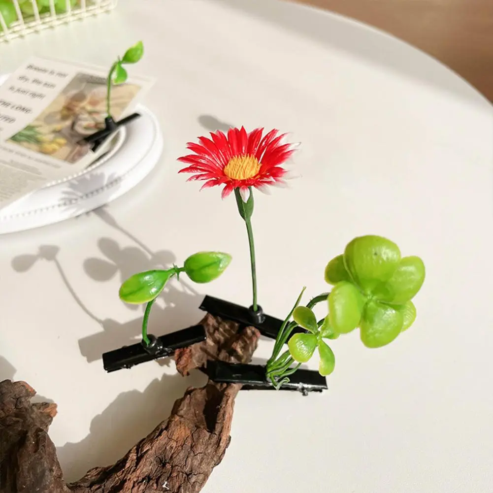 10pcs Funny Grass Hair Clips Spring Flower Sprout Grass Hair Clip Plant Bean Sprout Clip Hair Pin Children Hairpin Headwear