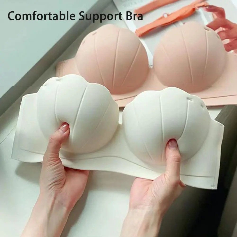 Shell Shape Women Wireless Bra No Steel Ring Push Up Brassiere Detachable Straps Beauty Back Bra Summer Breathable Underwear