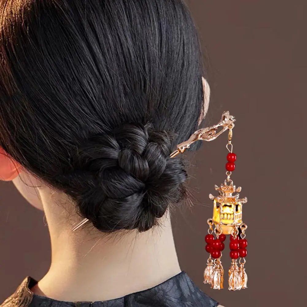 Led Chinese Palace Lantern Shape Women Hair Stick Vintage Chinese Hanfu Hair Stick Chinese Wedding Tassel Hair Stick Hair Fork