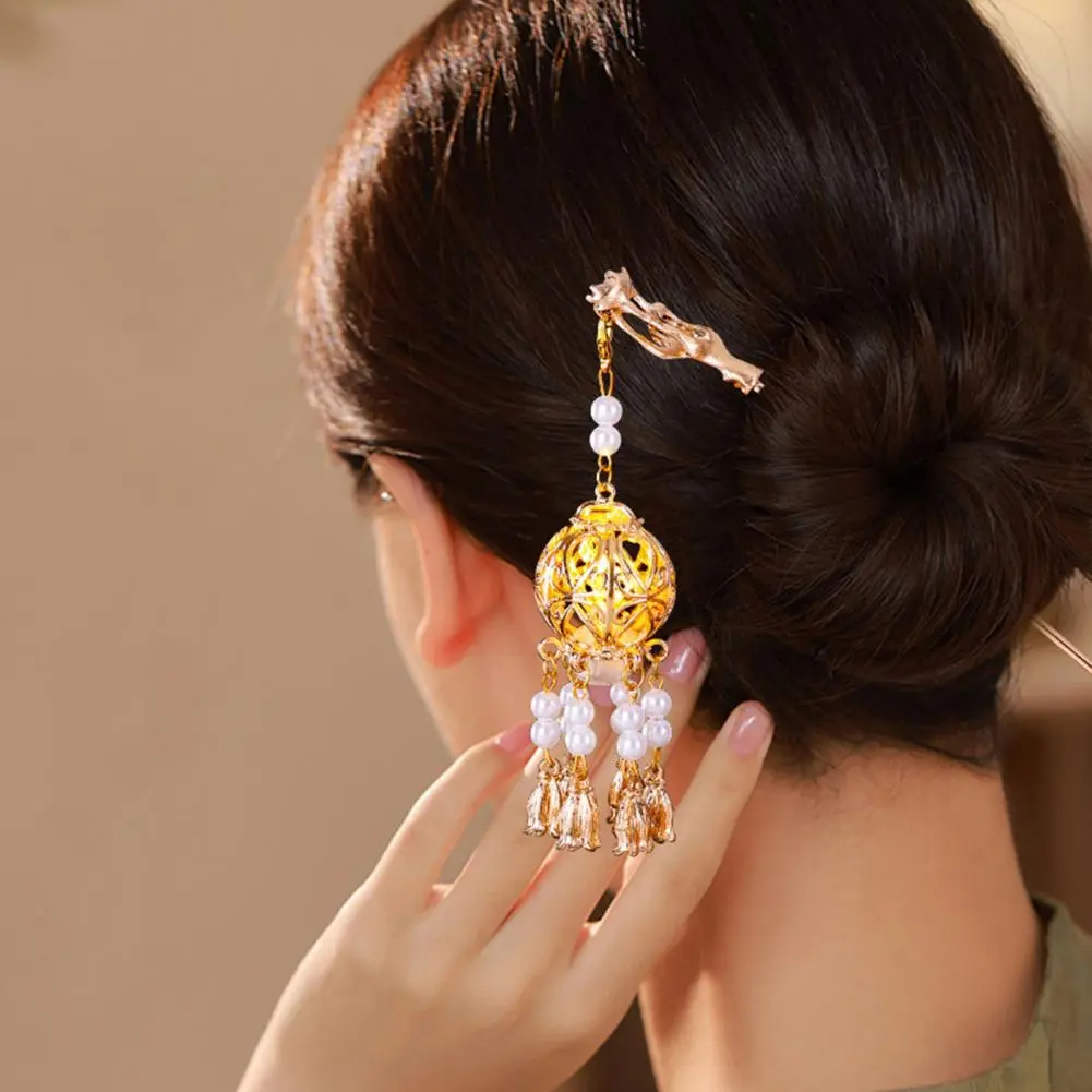 Led Chinese Palace Lantern Shape Women Hair Stick Vintage Chinese Hanfu Hair Stick Chinese Wedding Tassel Hair Stick Hair Fork