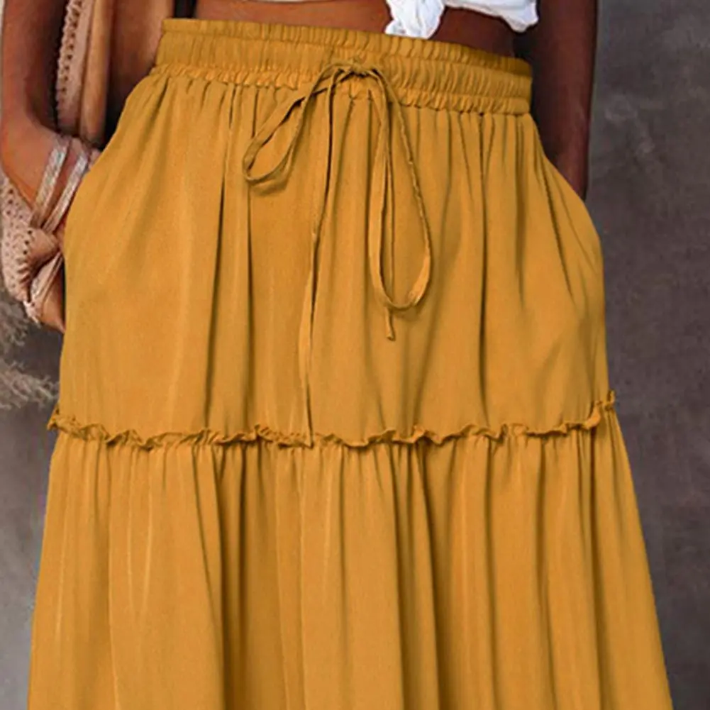 90s Vintage Ruffle Pleated Skirts Maxi Shirt Vintage Pleated Holiday A-Line Boho High Waist Long Skirts Layered Panel Maxi Skirt