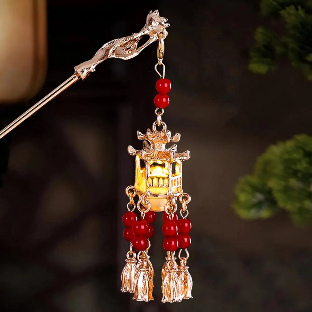 Led Chinese Palace Lantern Shape Women Hair Stick Vintage Chinese Hanfu Hair Stick Chinese Wedding Tassel Hair Stick Hair Fork