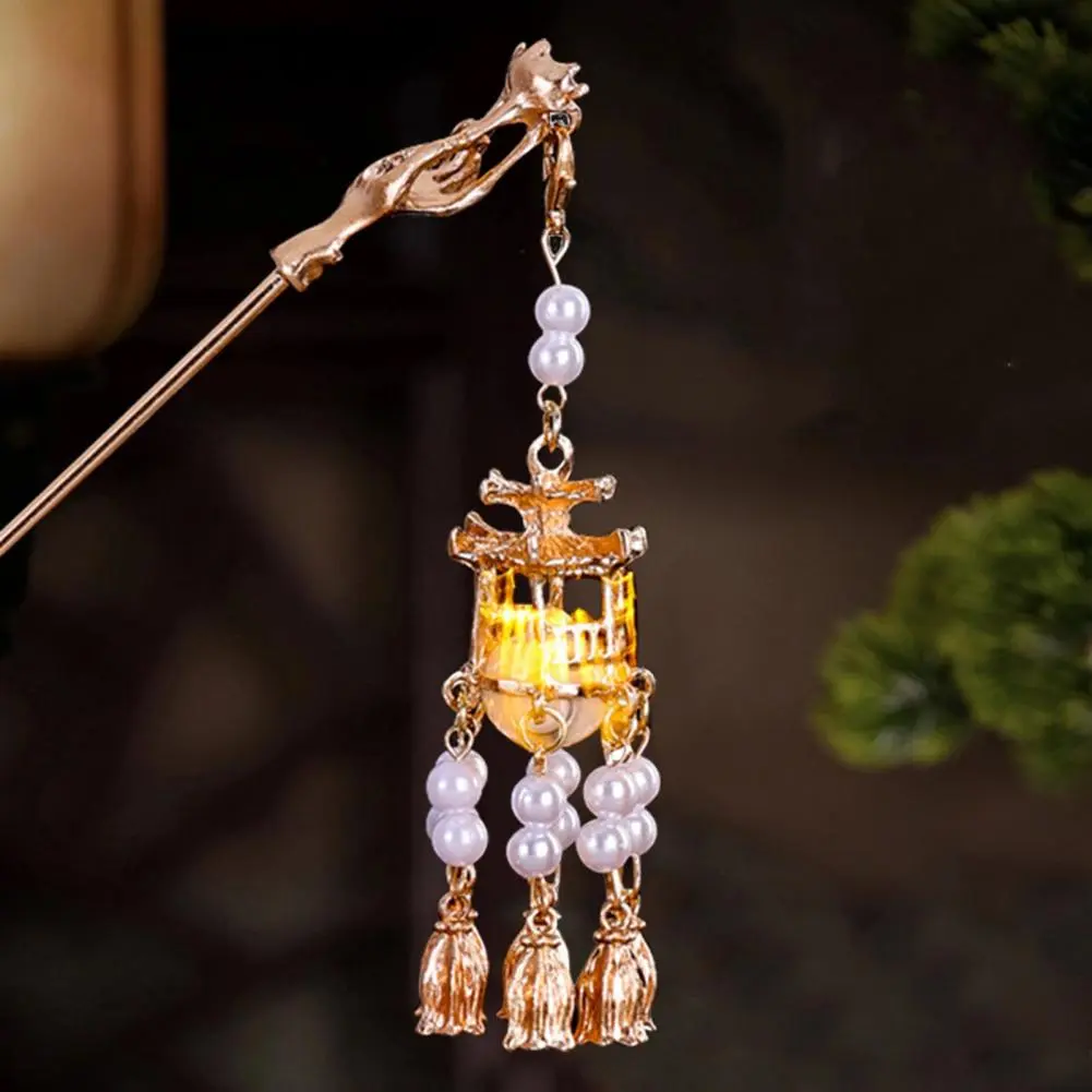 Led Chinese Palace Lantern Shape Women Hair Stick Vintage Chinese Hanfu Hair Stick Chinese Wedding Tassel Hair Stick Hair Fork