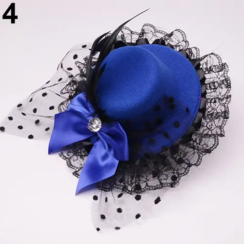 Women Headdress Flower Elagant Mini Top Hat Bowknot Decor Lace Fascinator Party Wedding Decor Hair Clip Cap вуаль шляпа с вуалью