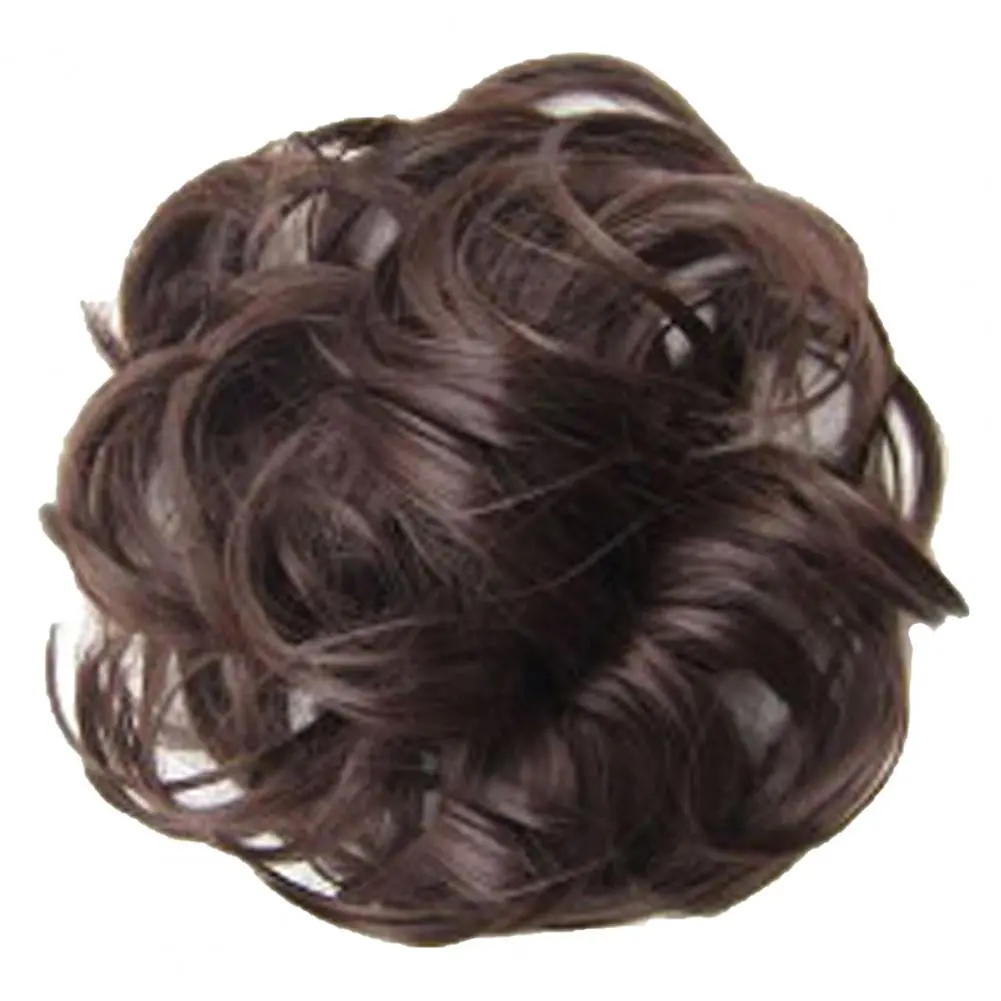 Women Hair Bun Natural Gary Brown Black Color Hair Buns Pad Elastic Hair Rope Rubber Band Hair Extensions Hairpiece Hair Donut