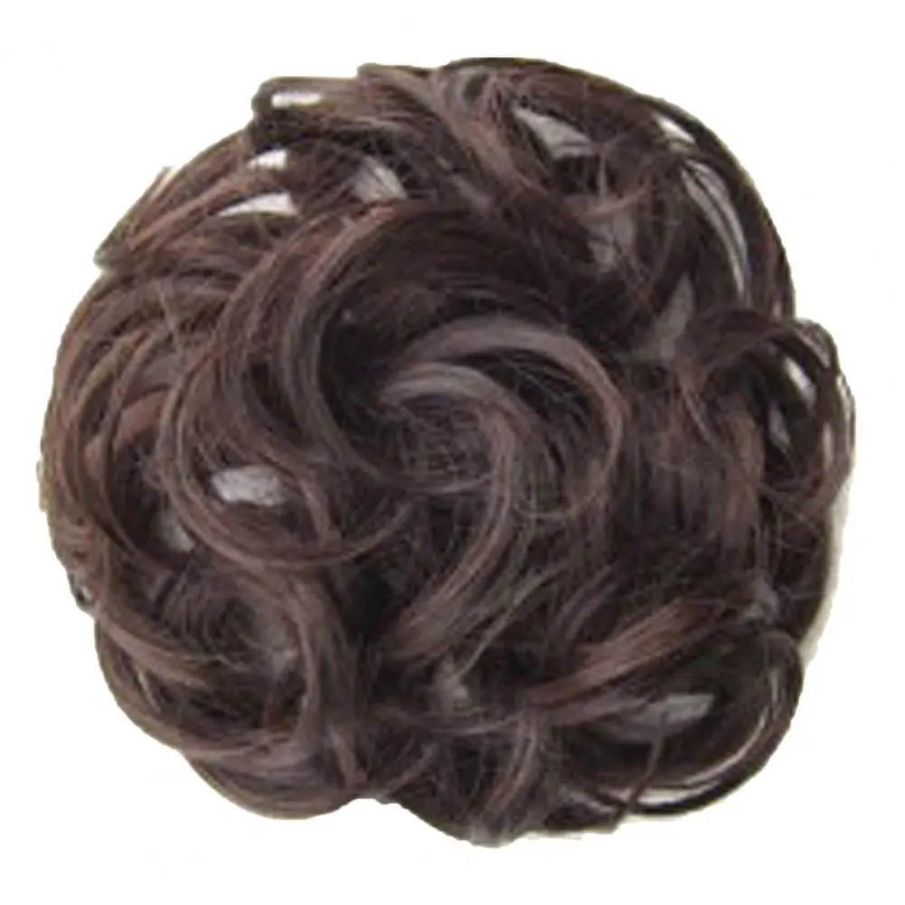Women Hair Bun Natural Gary Brown Black Color Hair Buns Pad Elastic Hair Rope Rubber Band Hair Extensions Hairpiece Hair Donut
