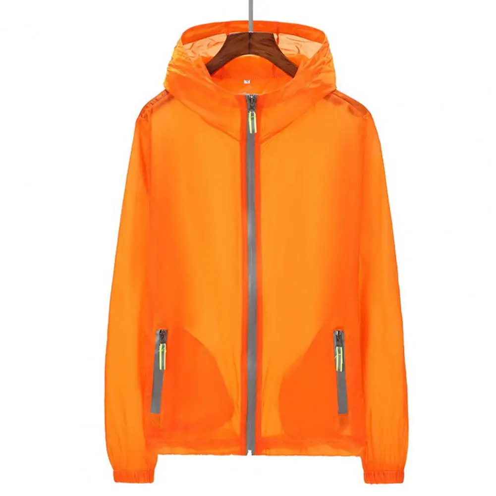 Sun Protection Jacket Reflective Strip Hooded Zipper Pockets Anti-UV Thin Fishing Camping Men Summer Outdoor Sunscreen Jacket