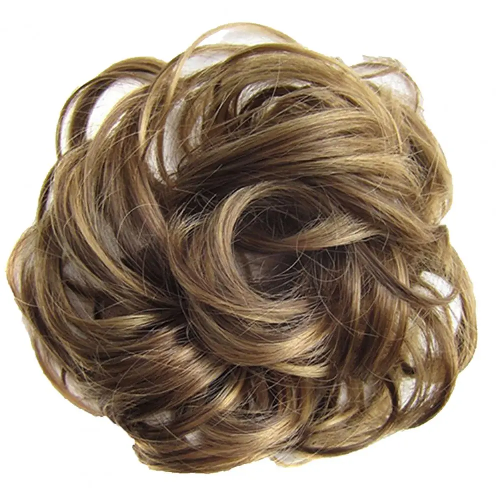 Women Hair Bun Natural Gary Brown Black Color Hair Buns Pad Elastic Hair Rope Rubber Band Hair Extensions Hairpiece Hair Donut