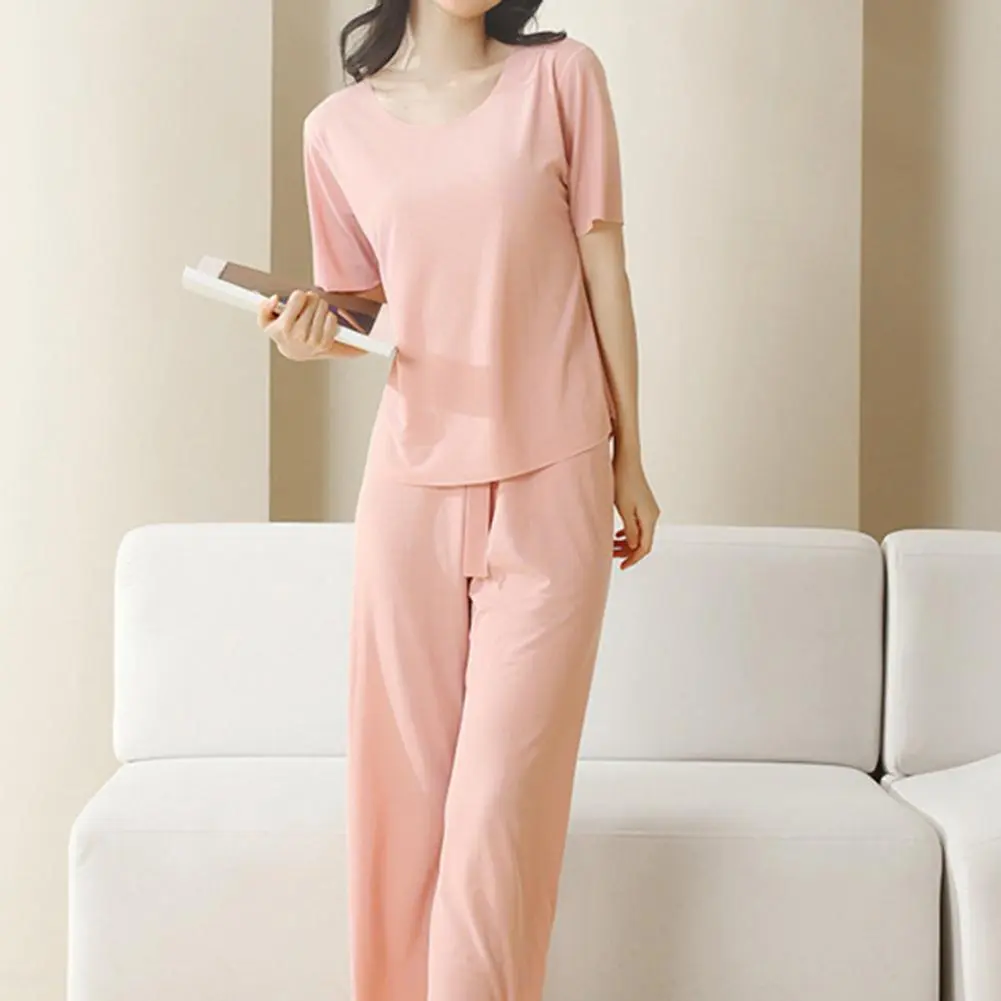 Women Loungewear Set Loose Pajamas Set Comfortable Thin Pajamas Pants Suit Women's Pajama Sets Ice Silk Soft Sleepwear Homewear
