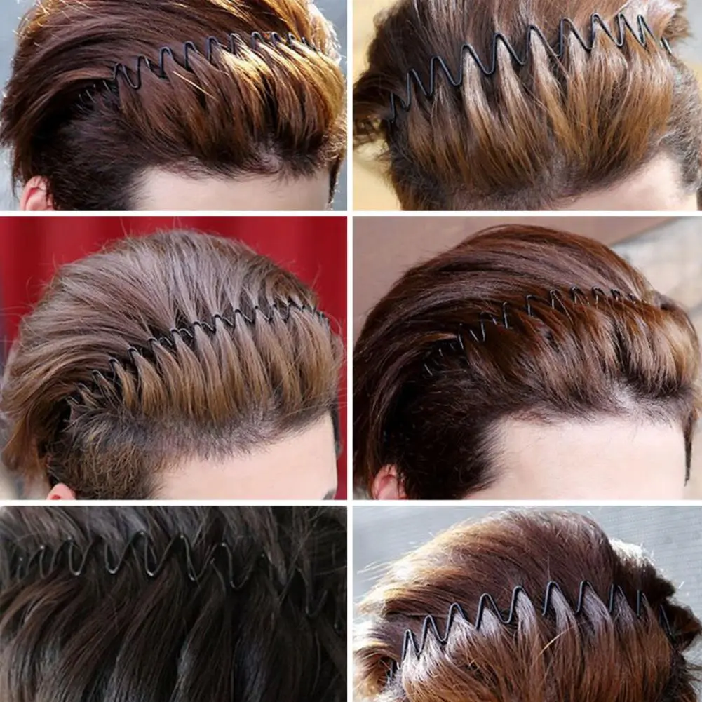 1/2Pcs Men Headband Metal Iron Headband Women Unisex Wave Hair Head Hoop Band Korean Fashion Sport Hairband Hair Accessories
