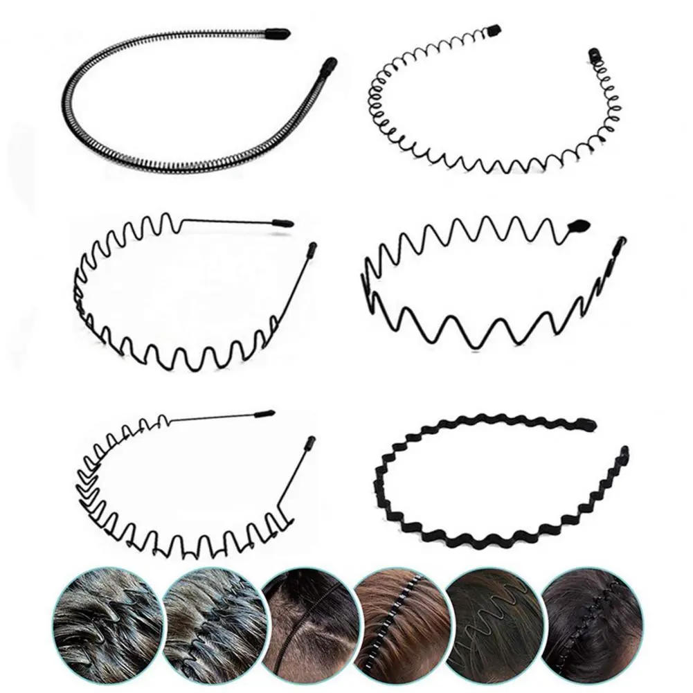 1/2Pcs Men Headband Metal Iron Headband Women Unisex Wave Hair Head Hoop Band Korean Fashion Sport Hairband Hair Accessories