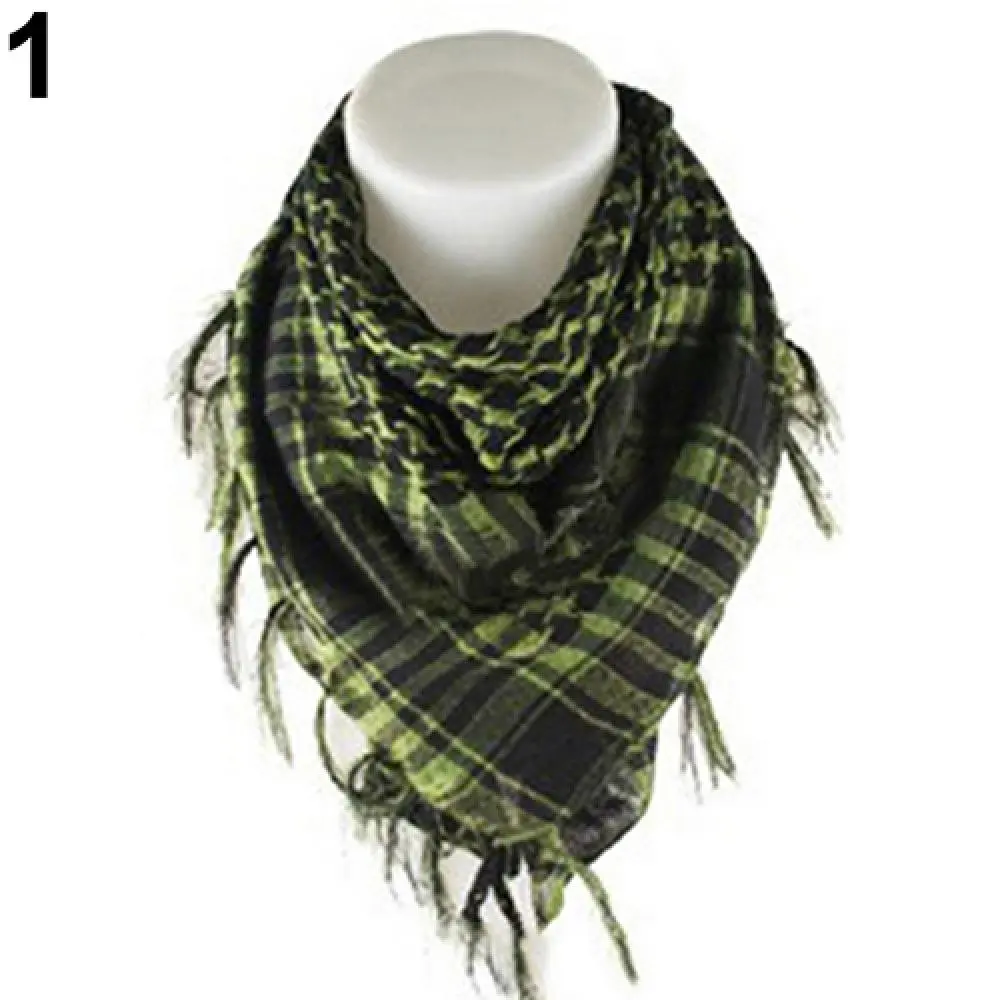 100cm Plaid Scarf Large Square Muslim Hijab Desert Arabian Scarf Military Windproof Camping Hiking Scarf Cycling Scarf