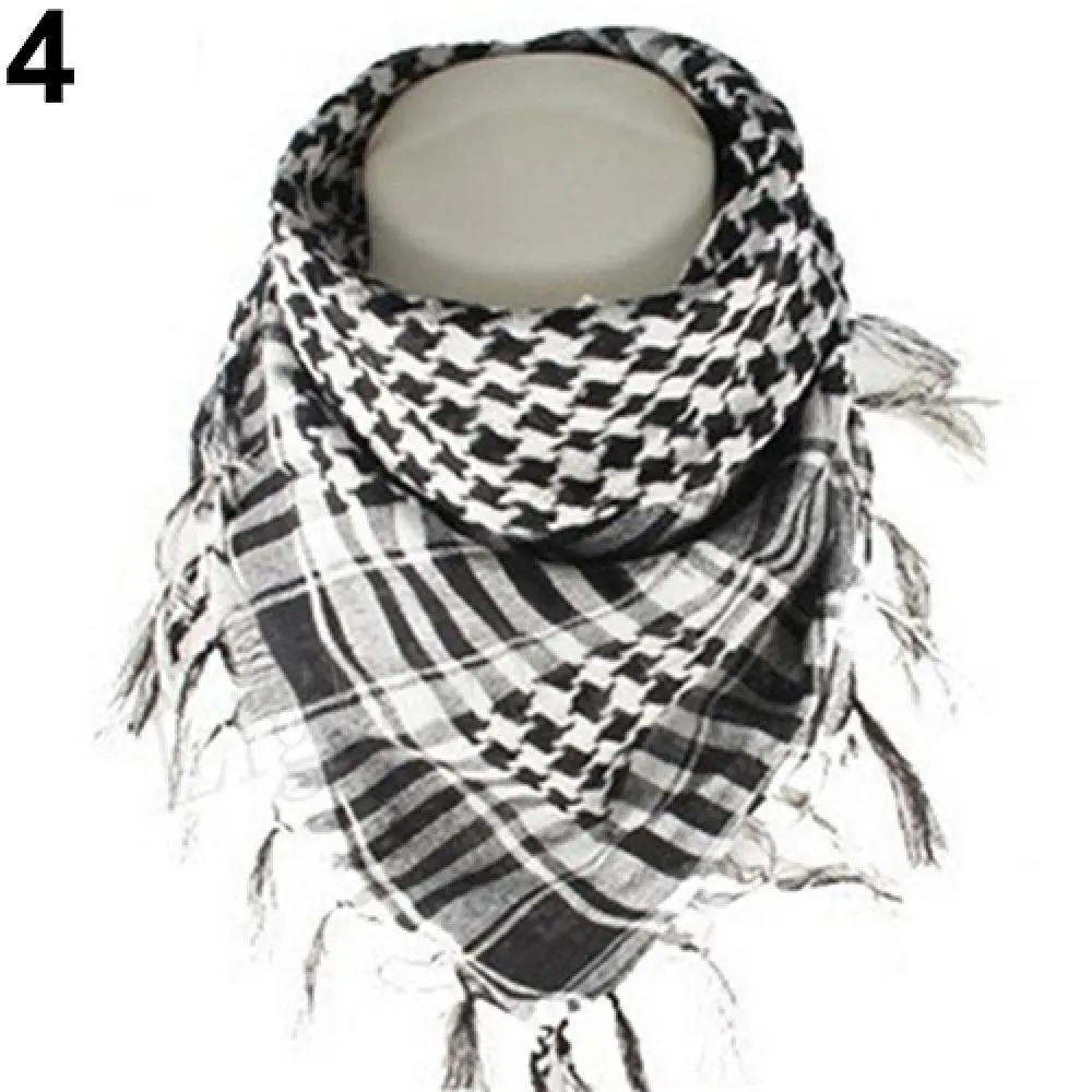 100cm Plaid Scarf Large Square Muslim Hijab Desert Arabian Scarf Military Windproof Camping Hiking Scarf Cycling Scarf