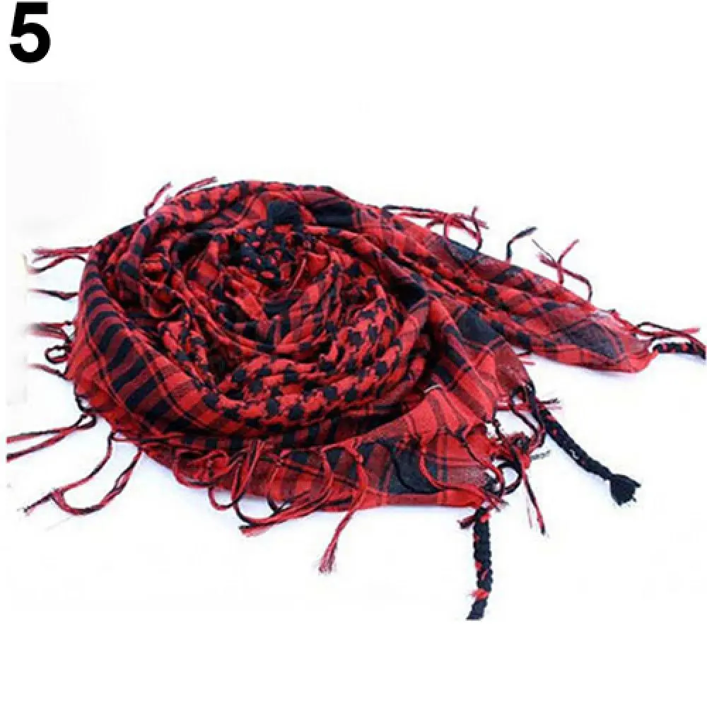 100cm Plaid Scarf Large Square Muslim Hijab Desert Arabian Scarf Military Windproof Camping Hiking Scarf Cycling Scarf