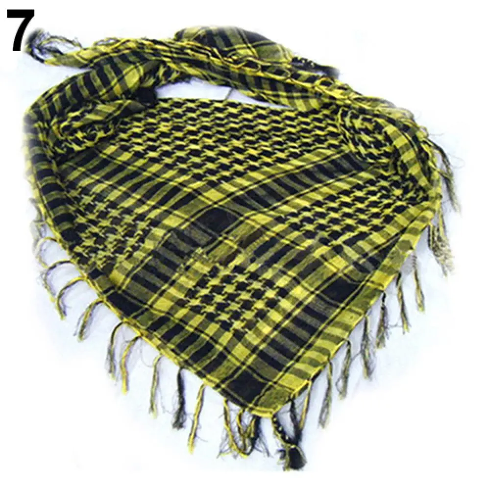 100cm Plaid Scarf Large Square Muslim Hijab Desert Arabian Scarf Military Windproof Camping Hiking Scarf Cycling Scarf