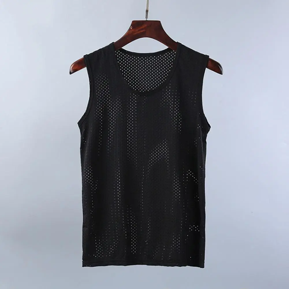 Men's Mesh Tank Tops Gym Transparent Bodybuilding Sleeveless Shirt Fitness Vest Men Casual Muscle Workout Tank Cooling Men Vest