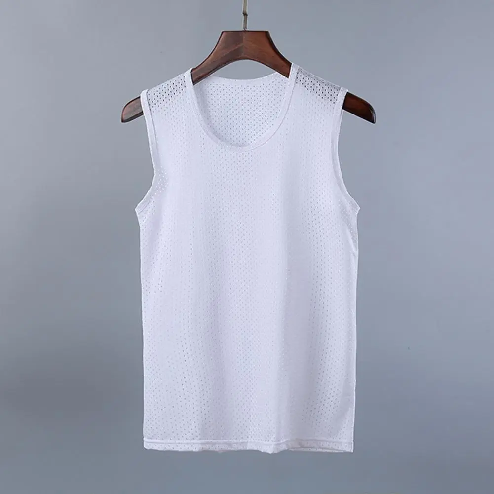 Men's Mesh Tank Tops Gym Transparent Bodybuilding Sleeveless Shirt Fitness Vest Men Casual Muscle Workout Tank Cooling Men Vest