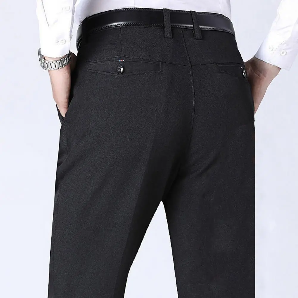 2025 Men Suit Pants High Waist Zipper Button Fly Pockets Men Pants Spring Autumn Male Formal Straight Leg Business Trousers