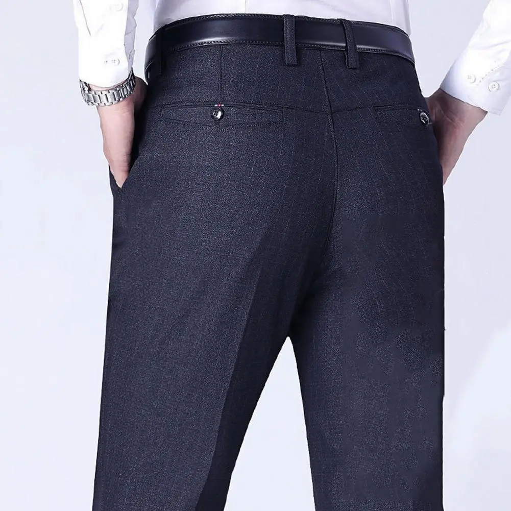 2025 Men Suit Pants High Waist Zipper Button Fly Pockets Men Pants Spring Autumn Male Formal Straight Leg Business Trousers