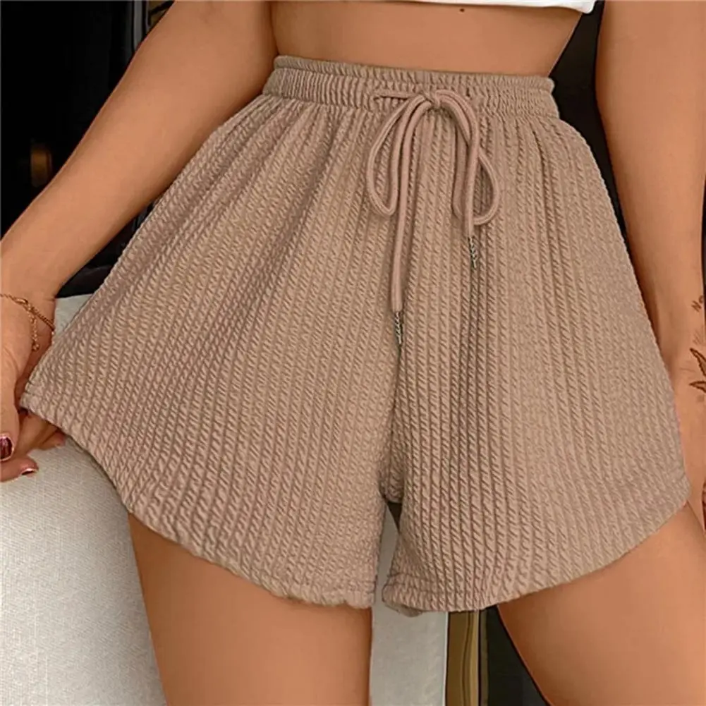 2024 Waffle Women's Shorts Summer Solid High Waist Black Shorts Women Fashion Casual Basic Short Pants Female Comfortable Shorts