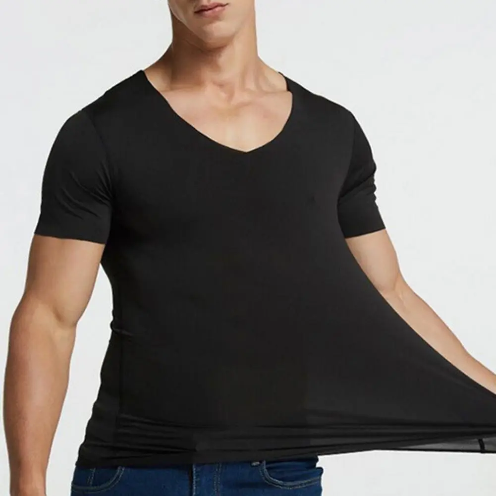Seamless Ice Silk T-shirt Quick-drying Sports Shirt Breathable Solid Color Youth Short-sleeved T-shirt Base Layer Sport Tee Top