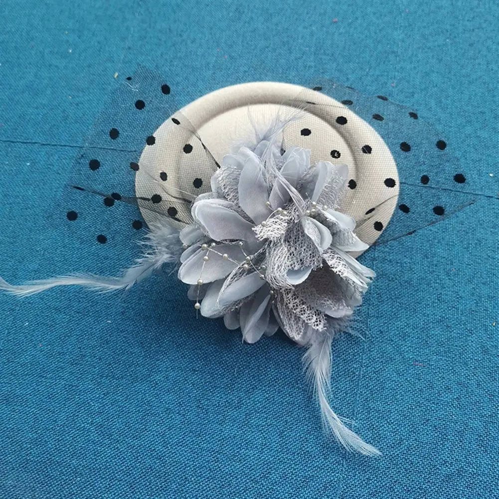 Flower Faux Woolen Fascinator Hat Elegant Artificial Feather Mesh Cocktail Headwear Wedding Bridal Cocktail Headwear Fasciantor