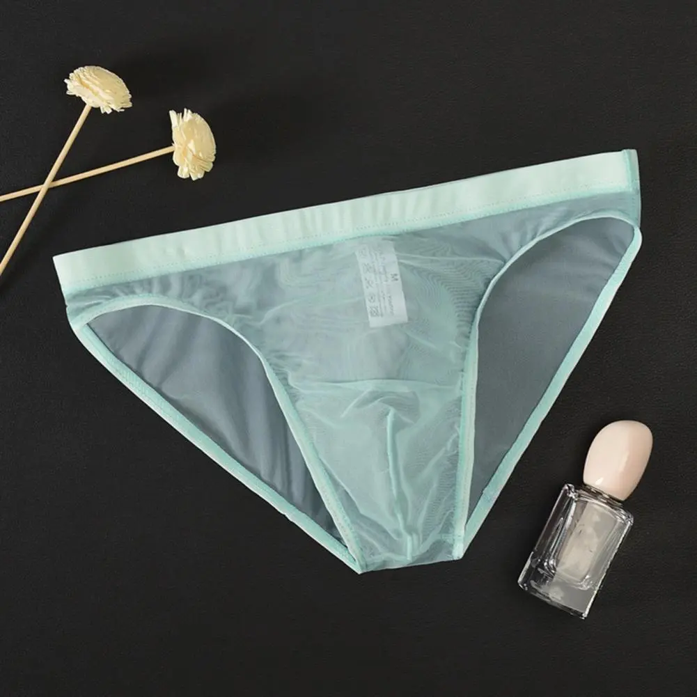 2025 L-3XL Men Seamless Ice Silk Briefs Low-rise Ultra-Thin See-through Panties Solid Quick Drying Breathable Men Underwear