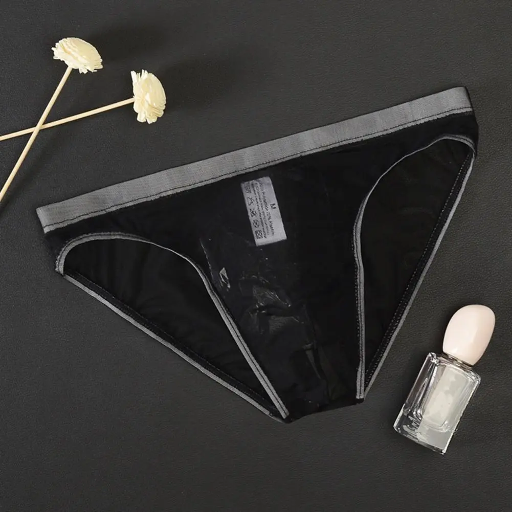 2025 L-3XL Men Seamless Ice Silk Briefs Low-rise Ultra-Thin See-through Panties Solid Quick Drying Breathable Men Underwear