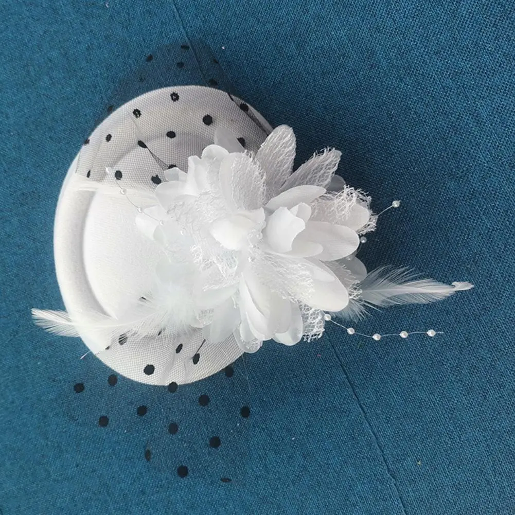 Flower Faux Woolen Fascinator Hat Elegant Artificial Feather Mesh Cocktail Headwear Wedding Bridal Cocktail Headwear Fasciantor