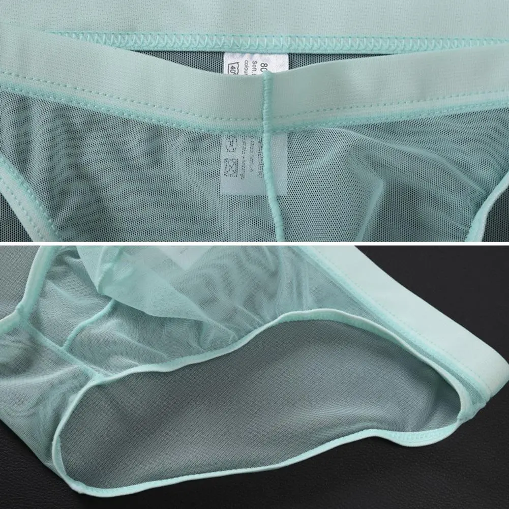 2025 L-3XL Men Seamless Ice Silk Briefs Low-rise Ultra-Thin See-through Panties Solid Quick Drying Breathable Men Underwear