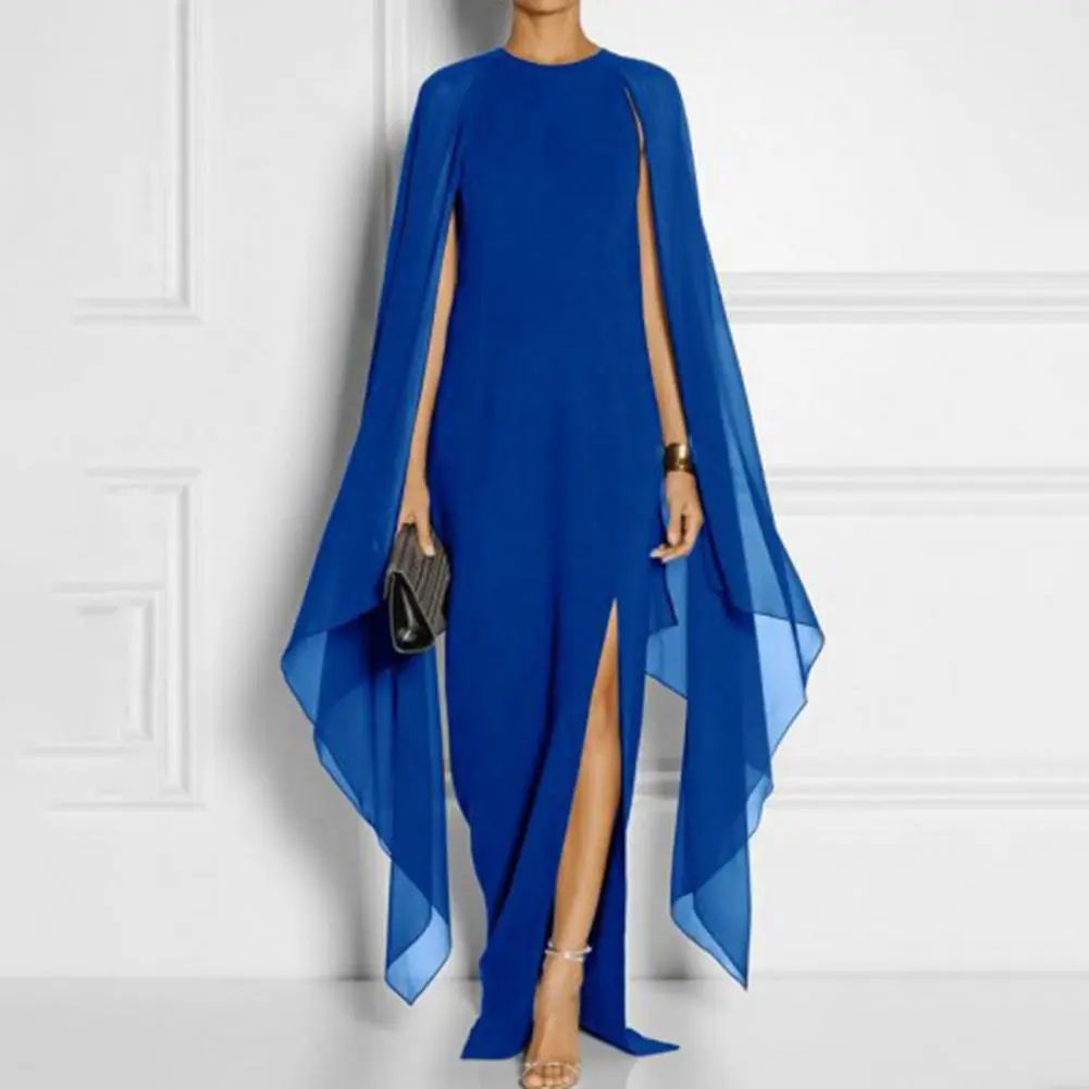 Large Size Chiffon Irregular Shawls Women Dress  Side Split Irregular Hem Cocktail Party Dress Irregular Elegant Maxi Dress
